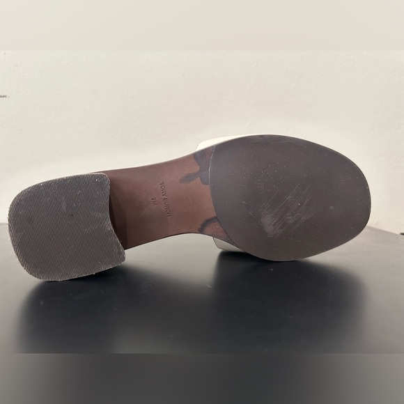 Tory Burch Block Heel Slide Sandals Creme White Brown Size US 7M - Picture 6 of 12